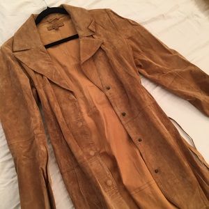 Leather floor length jacket